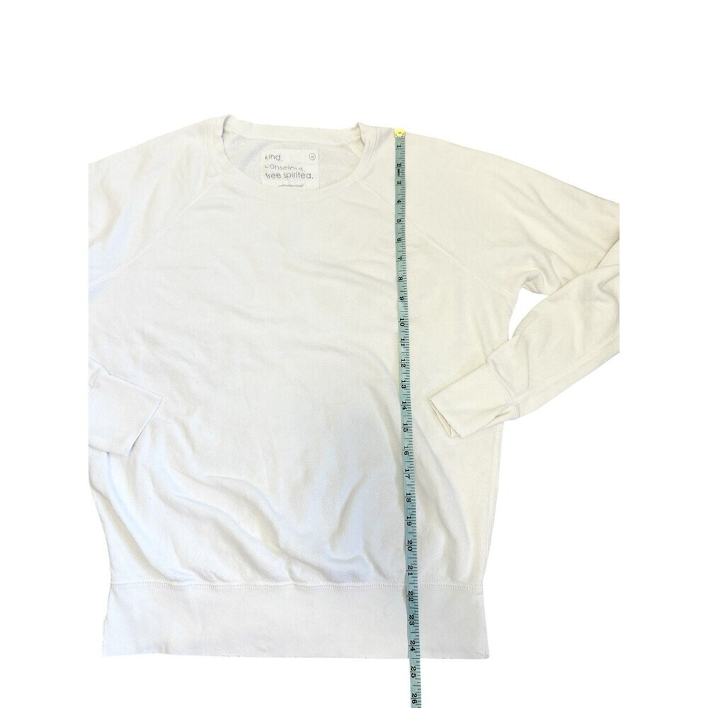 Unsubscribed White Raglan Sweatshirt Women’s Medium NWOT Minimal Sustainable Eco - Picture 8 of 9